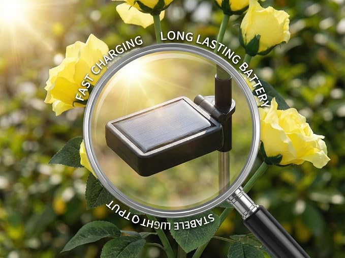 Solar Rose Lights Outdoor, 2 Pack Waterproof Color Changing LED Flower Lights - Image 8
