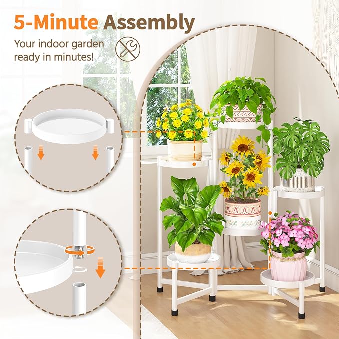 LASZOLA 6 Tiered Folding Tall Plant Stand Indoor - Image 5