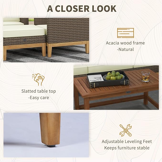 Outsunny Wooden Patio Furniture Set - Image 5