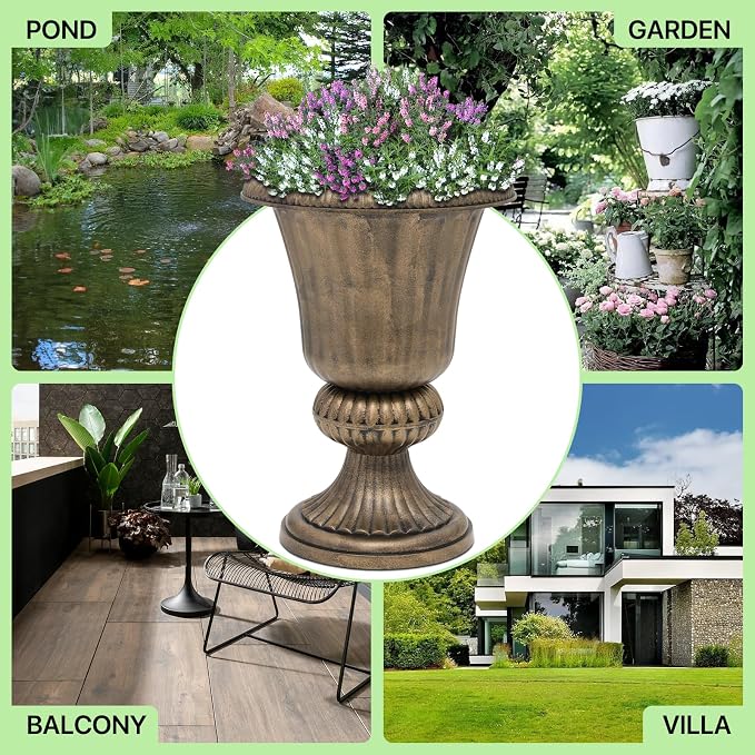 Magshion 20" Urn Planters for Outdoor Plants, Large Decorative Front Porch - Image 10