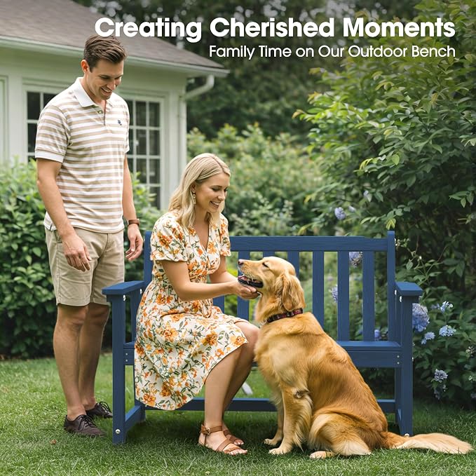 Ciokea 48" Outdoor Bench, HDPE Weatherproof Porch Bench, 2-Person Garden Benches - Image 7
