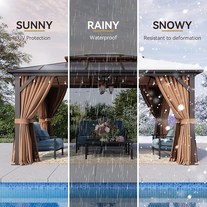 Aoxun 10'x14' Hardtop Gazebo, Outdoor Metal Gazebo - Image 6