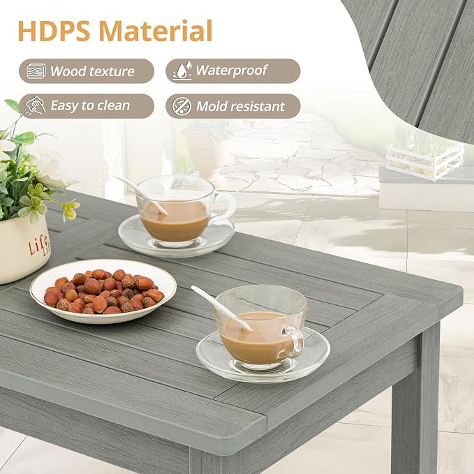 LUE BONA Outdoor Coffee Table Rectangle, 42.5" HDPS Patio Coffee Tables - Image 5