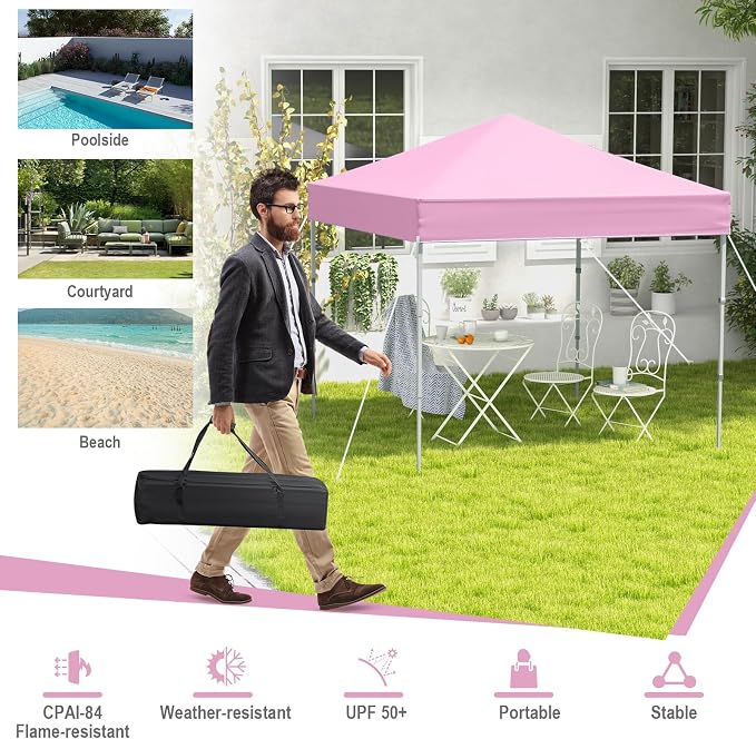Tangkula 6.6x6.6 Ft Pop Up Canopy, 1 Person Instant Setup Canopy Tent - Image 6