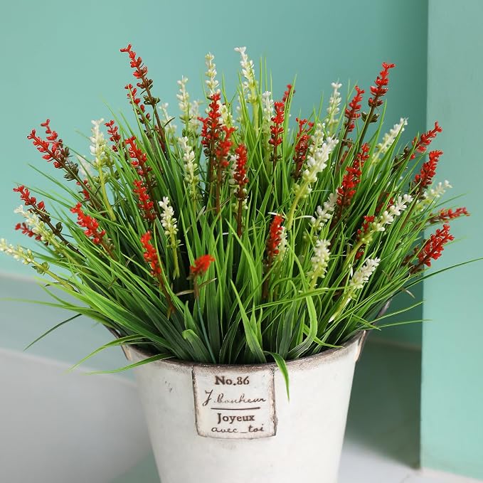 alyptus Artificial Flowers Outdoor 12 Bundles Fake Plants Outside Red Flower - Image 7