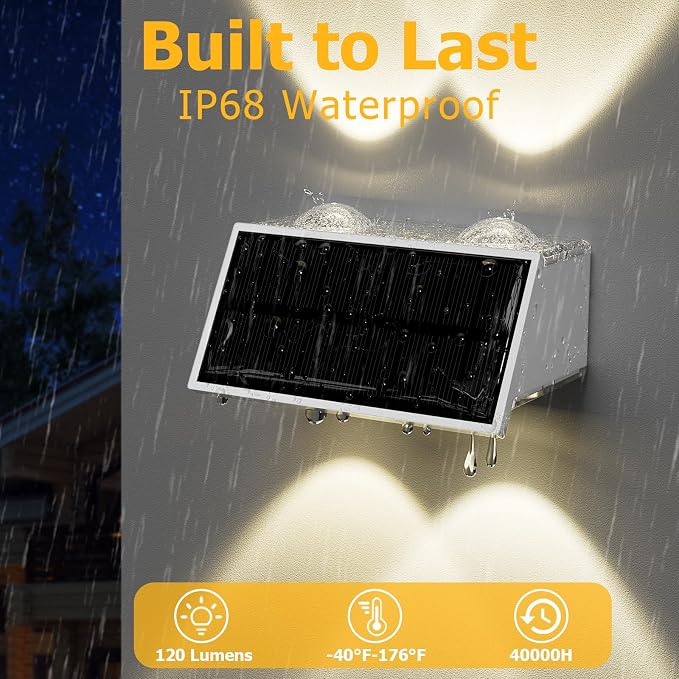 Solar Fence Lights Outdoor, 12 Pack Warm & Cool White RGB LED IP68 Waterproof - Image 4