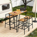 VINGLI 5 Pieces Outdoor Patio Bar Set, Acacia Wood Outdoor Dining Set Patio by VINGLI