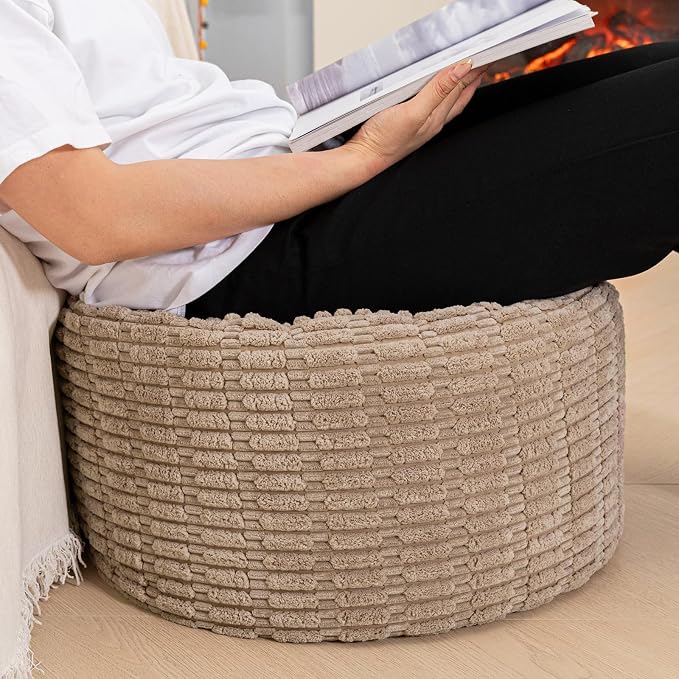 Asuprui Pouf Ottoman Stuffed Round Modern Foam Filled Ottoman Foot Rest Poufs - Image 6