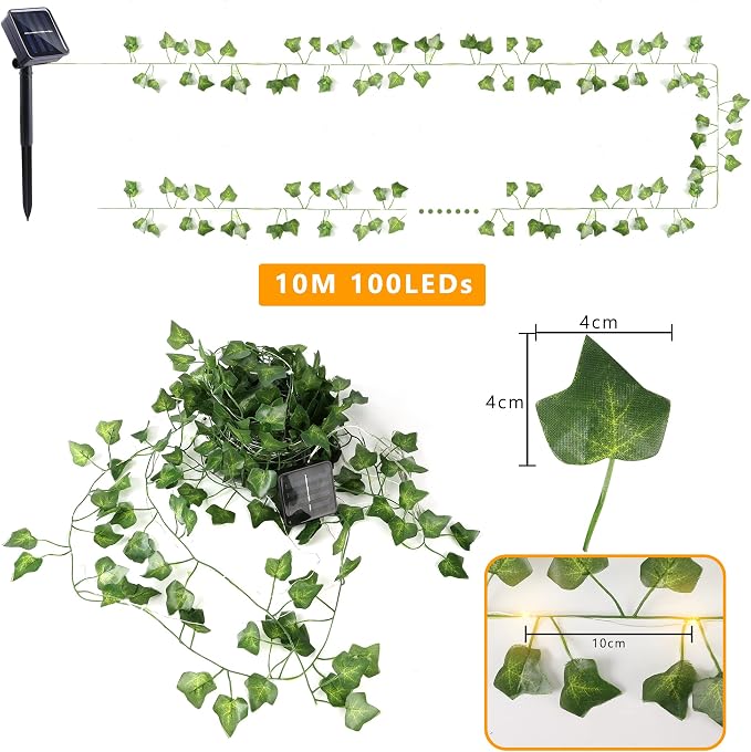 Brizled Solar Vine String Lights, 33ft 100 LED Solar String Lights, 8 Modes - Image 6