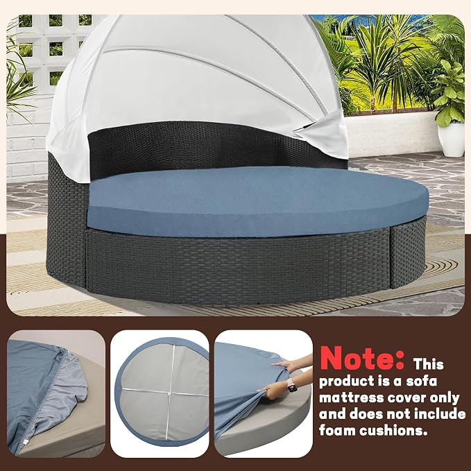 66" Round Daybed Cushion Cover - Image 6