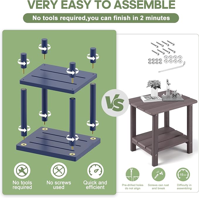 Outdoor Side Table, 2-Tier Small Outdoor Table - Image 3