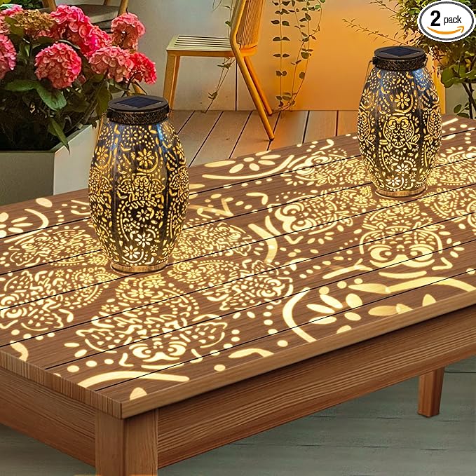 2Pack Owl Solar Outdoor Lanterns Waterproof, Large Decorative Garden Solar by Go2garden