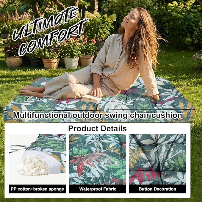 Waterproof Porch Swing Cushion Replacement, Thick 4" 2–3 Seat Outdoor Swing - Image 3