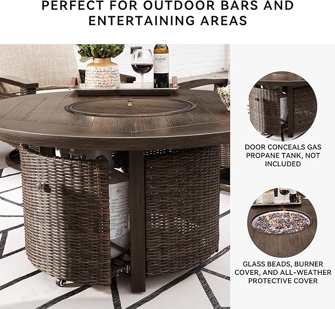Signature Design by Ashley Paradise Trail Outdoor Round Wicker Patio Fire Pit - Image 4