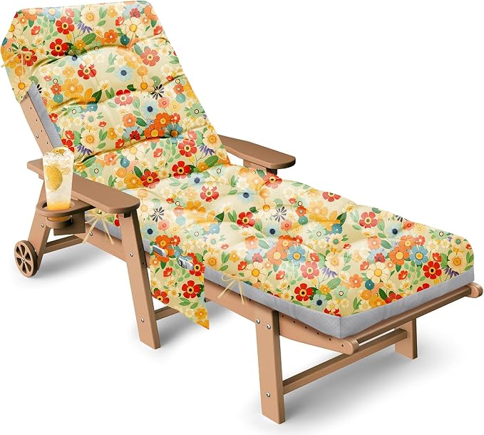 Outdoor Chaise Lounge Chair Cushion, Thickened Non-Slip Patio Lounge Chair by Tycdiose