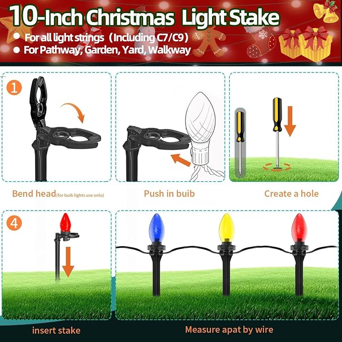 50 Pack Christmas Light Stakes 8.5"-10" - Image 4