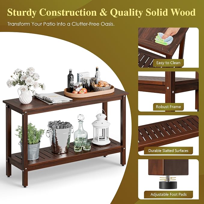 SUPER DEAL All-Weather Patio Bar Table Entry Console Table, 2-Shelf 48 inch - Image 4