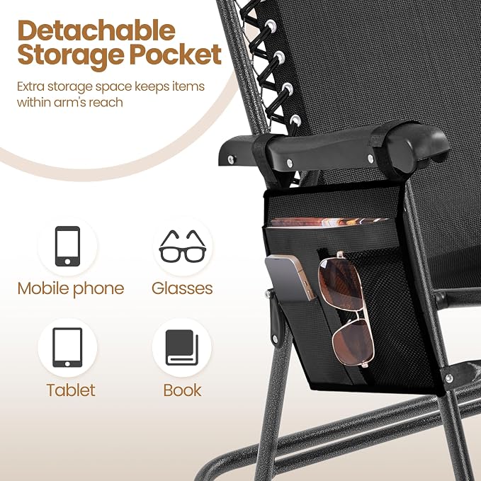 Yaheetech 26in Rocking Chair Outdoor Zero Gravity Folding Chairs Rocking Chairs - Image 7
