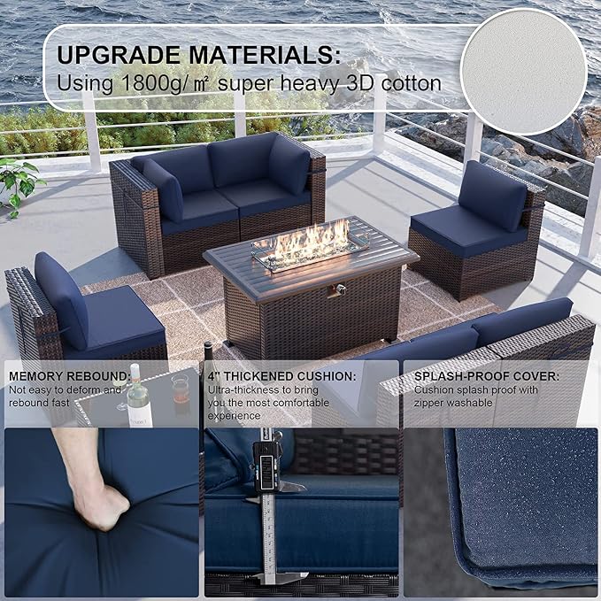 Kullavik 11 Pieces Outdoor Patio Furniture Set, PE Wicker Rattan Sectional Sofa - Image 5