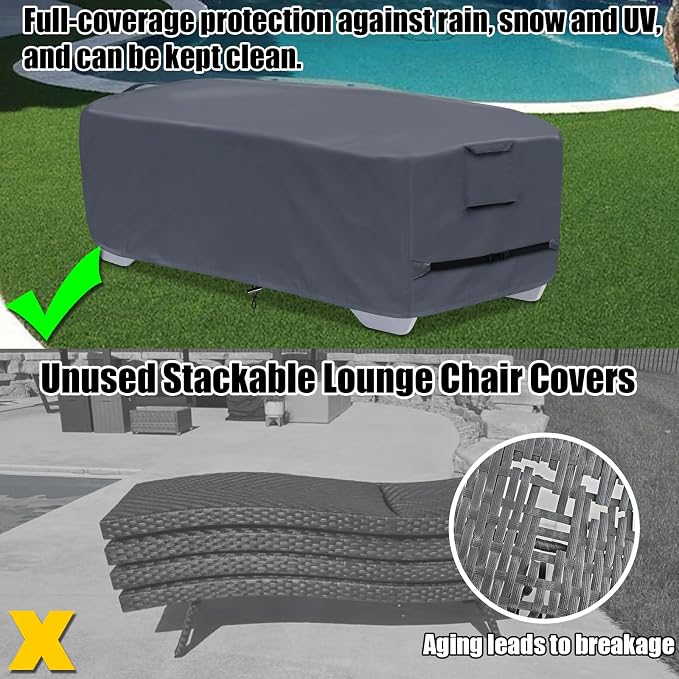 Outdoor Chaise Lounge Cover for 4-6 Stackable Patio Chaise Lounge Chairs - Image 6