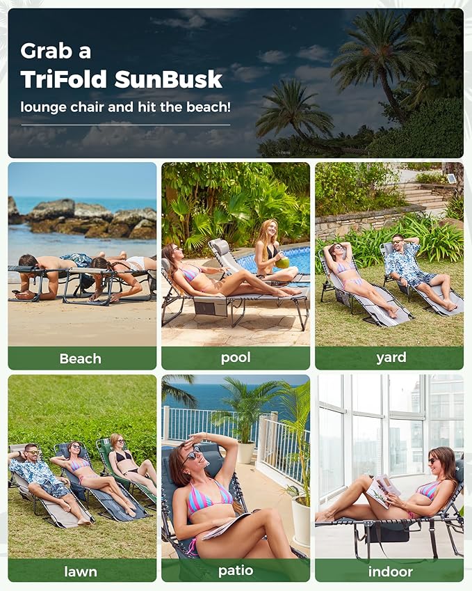 KingCamp 2 Pack Folding Lounge Chair Outdoor, Tanning Chair - Image 8
