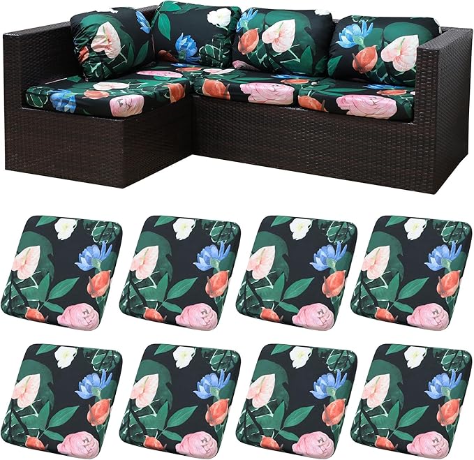 8Pcs Patio Cushion Covers, Outdoor Cushions Covers, Stretch Cushion Covers by Unknown