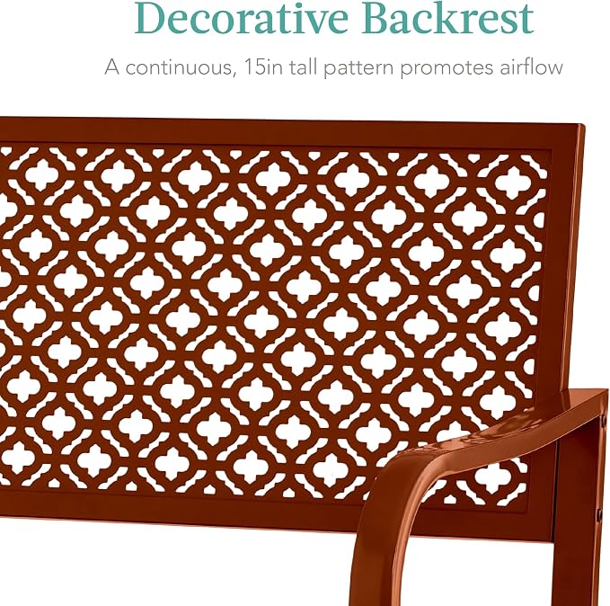 Best Choice Products Outdoor Bench 2-Person Metal Steel Benches Furniture - Image 5