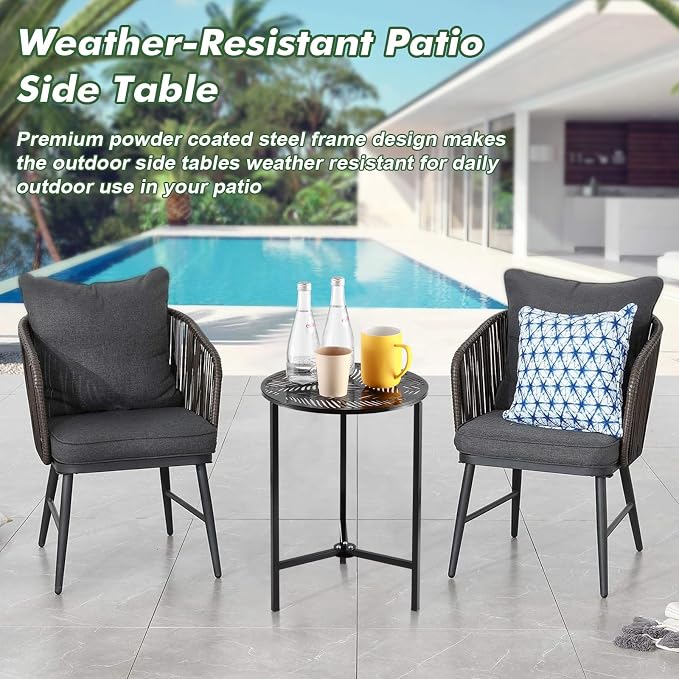 Party Zealot 1-Pack Small Round Metal Side Tables, 13-Inch Black Outdoor End - Image 5