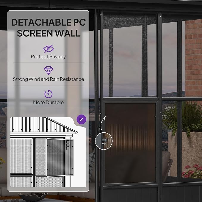 PURPLE LEAF 12' X 18' Patio Hardtop Gazebo Double Top Galvanized Steel Screen - Image 2
