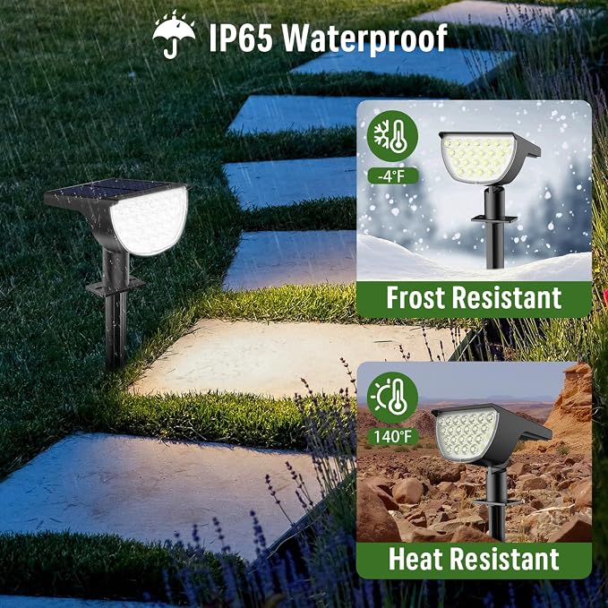 Solar Lights Outdoor Waterproof IP65, Solar Powered 76 LED 3 Lighting Modes - Image 3