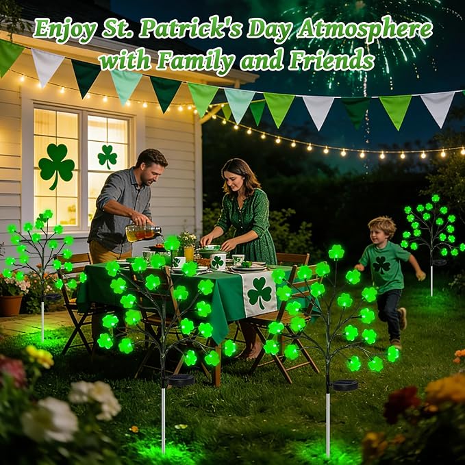 4 Pack St Patricks Day Solar Outdoor Lights, 80 LED St Patricks Day Decorations - Image 7