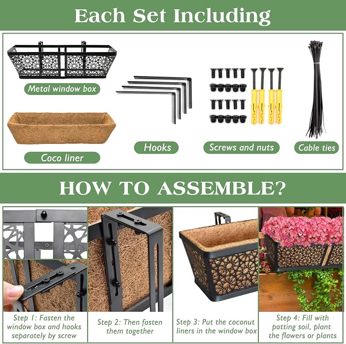 ZeeDix Railing Planter Boxes, 24 Inch Window Flower Box Planters - Image 4