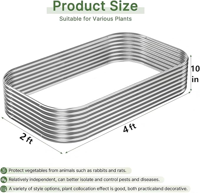4 PCS 4x2ft Galvanized Raised Garden Bed Outdoor, Metal Garden Bed - Image 3
