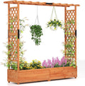 Giantex Raised Garden Bed with Trellis & Hanging Roof, Wood Planter Box with by Giantex