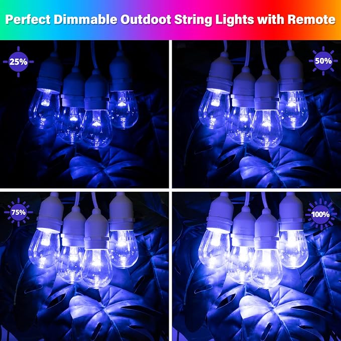 Mlambert 48FT Outdoor Patio Lights, 6 Lighting Modes RGB Cafe String Lights - Image 7