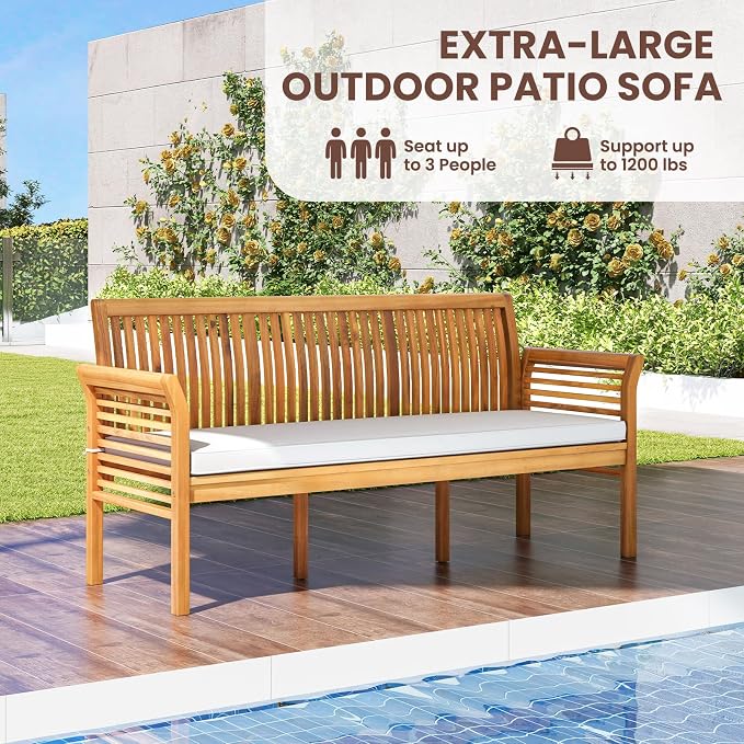 RELAX4LIFE 62.5’’ Outdoor Bench Acacia Wood - Image 4