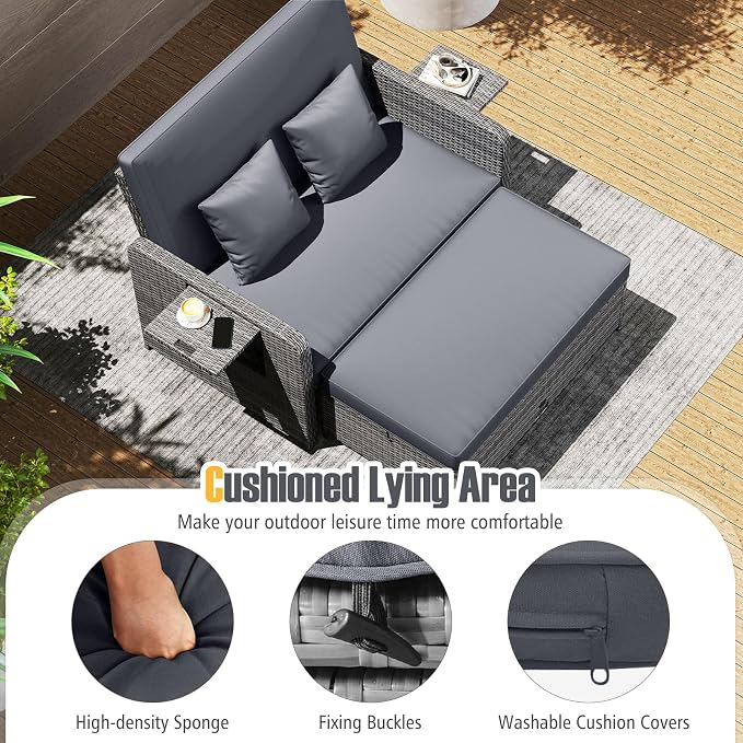 RELAX4LIFE Wicker Patio Outdoor Daybed - Image 7