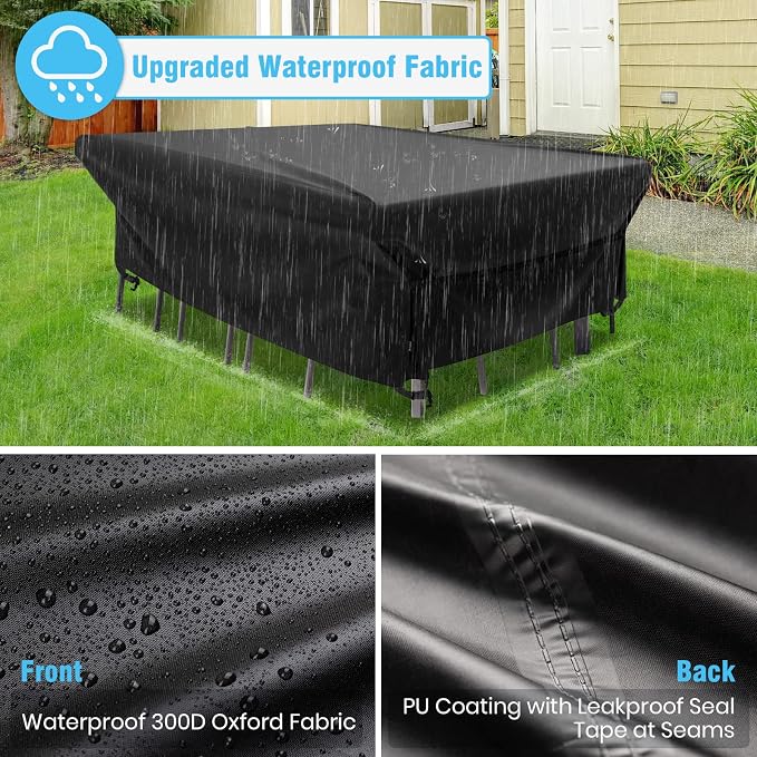Velway Patio Furniture Cover Outdoor, Waterproof Rectangular Patio Table Chair - Image 3