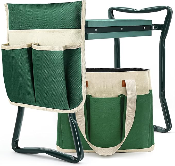 Garden Stool and Kneeler, Foldable Gardening Bench by AZBestPro