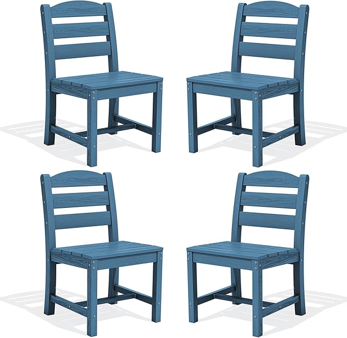SERWALL Outdoor Dining Chairs Set of 4, All-Weather HDPE Patio Chair by SERWALL