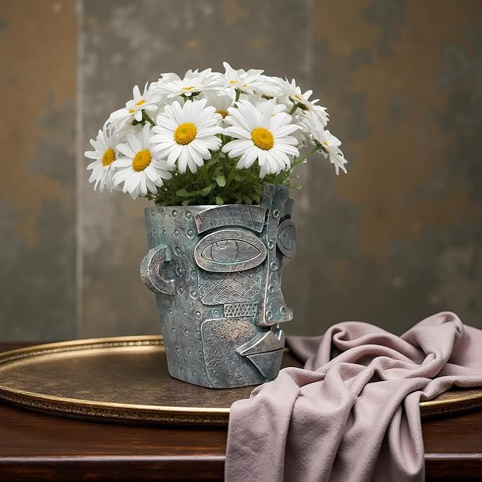 Picasso Abstract Face Flower Pot, Unique Resin Crafted Planter - Image 5