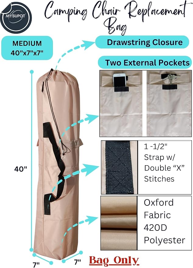 40"x7"x7" Replacement Bag for Folding Camping Chair, Camp Chairs, Yoga Mat - Image 3