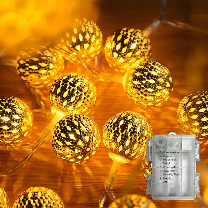 String Lights Indoor 20 LED Moroccan Fairy Lights Battery Operated by Lightique