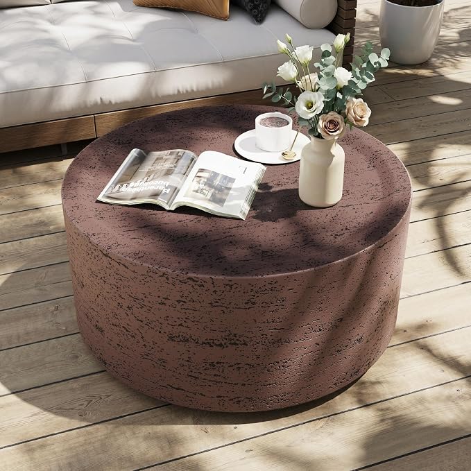 UPHA Outdoor Round Coffee Table, Small Modern Minimalist Accent Tables by UPHA