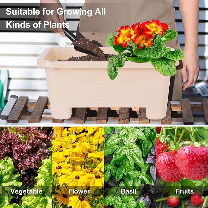 Self-Watering Rectangle Planter Boxes 8-Pack, 15.7-Inch Window Box Planter - Image 6
