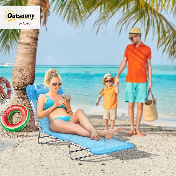 Outsunny Folding Chaise Lounge Pool Chairs, Outdoor Sun Tanning Chairs - Image 2