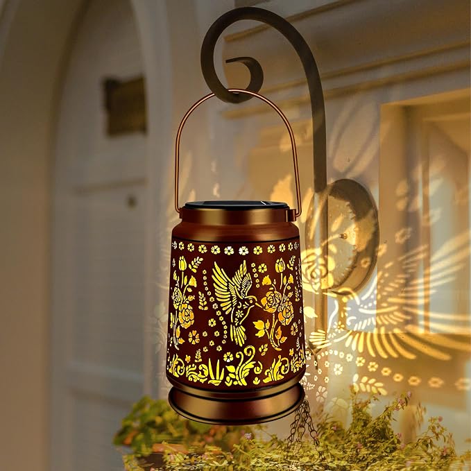 KY&BOSAM Solar Hummingbird Lanterns Outdoor Waterproof, LED 300 Lumens Metal - Image 3