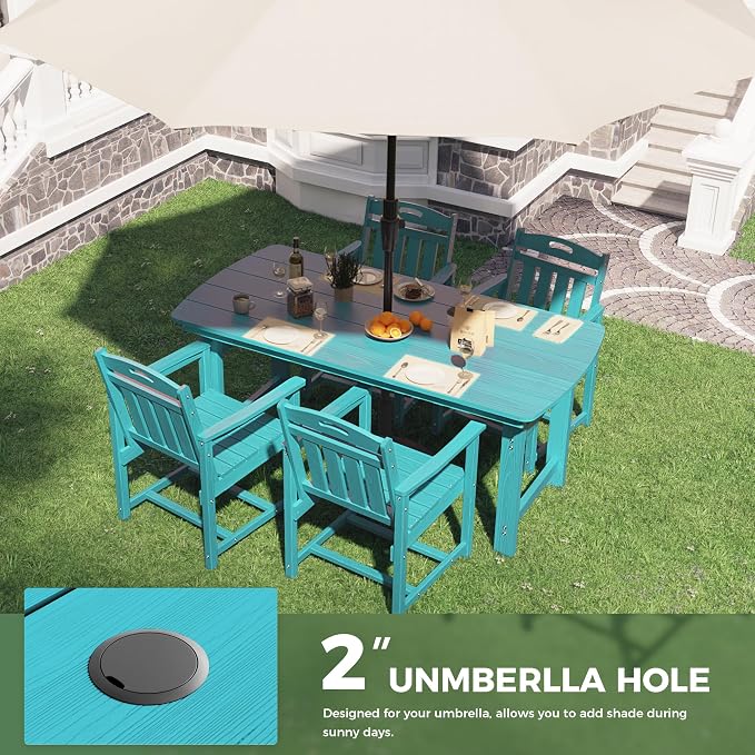 HDPE Outdoor Dining Set, Patio Table and Chairs Set, All-Weather 5-Piece - Image 5