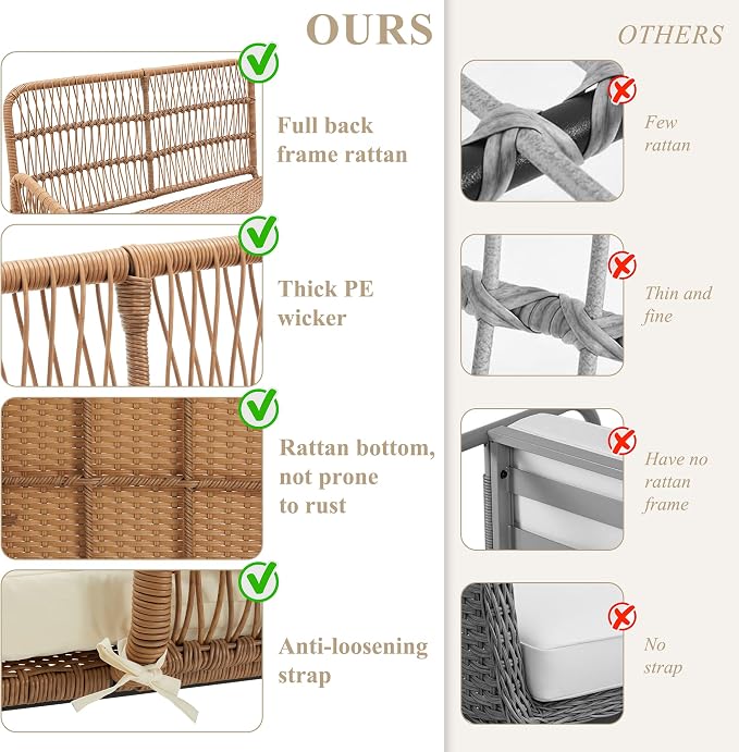 Bezseller 3-Piece Outdoor Patio Furniture Set – L-Shaped Rattan Sectional Sofa - Image 6