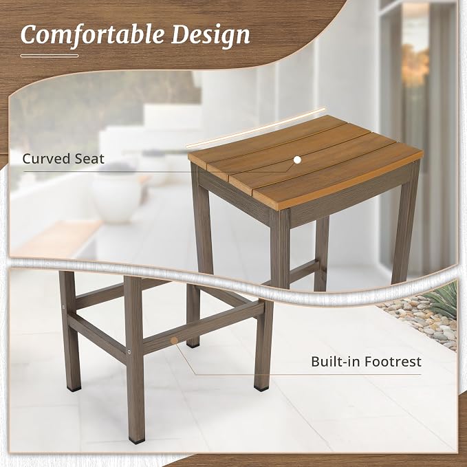 Outdoor Bar Height Table and Chairs Set, 3 Piece Patio Pub Bar Set - Image 6